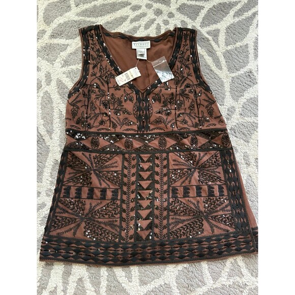 NWT Brown Beaded Sequin Embellished Talbots Tank Top - Picture 1 of 4